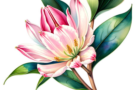 Colourful abstract botanical floral illustration. Wish card, greeting, wedding, print, shirt concept. AI generated imageの素材