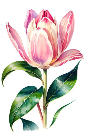 Colourful abstract botanical floral illustration. Wish card, greeting, wedding, print, shirt concept. AI generated imageの素材