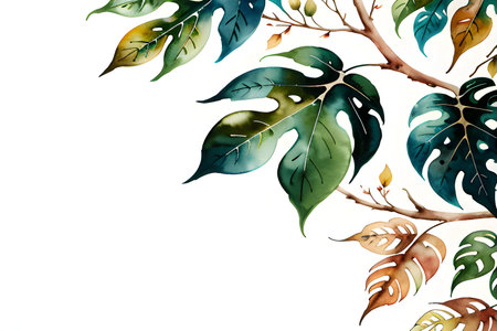Colourful abstract botanical floral illustration. Wish card, greeting, wedding, print, shirt concept. AI generated imageの素材
