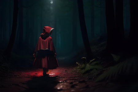 Little Red Riding Hood illustration. Fairy tale concept. AI generated imageの素材