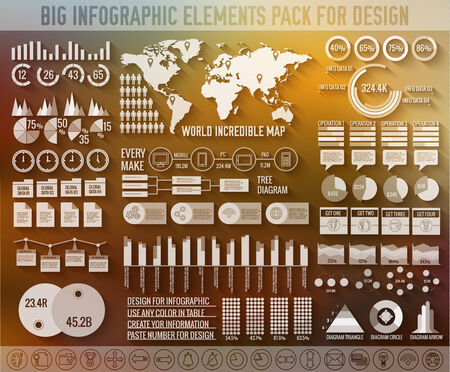 big business flat infographic elements set for design on blurred background. Vector illustration conceptのイラスト素材