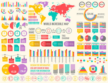 big business flat infographic elements set for design on blurred background. Vector illustration conceptのイラスト素材