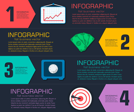 Business flat infographic template with text fields. Vector Illustrationのイラスト素材