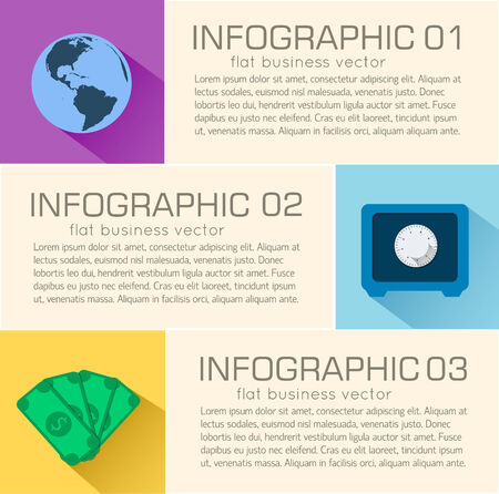 Business flat infographic template with text fields. Vector Illustrationのイラスト素材