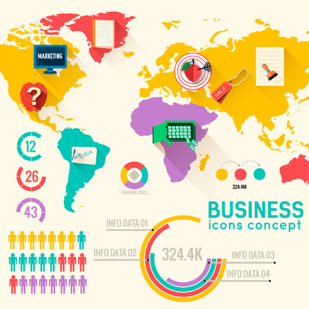 Business flat infographic template with text fields. Vector Illuのイラスト素材
