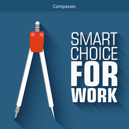 Flat school Compasses on the background with the slogan. Vectorのイラスト素材