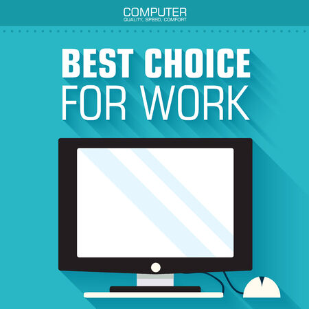Flat computer on the background with the slogan. Vector illustraのイラスト素材