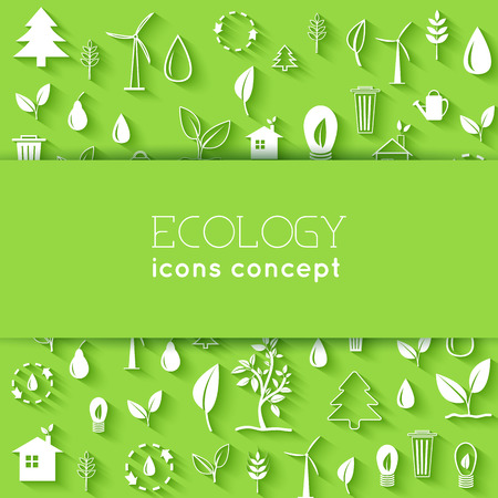 Flat design of ecology, environment, green clean energy and pollのイラスト素材