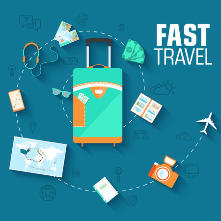 tour of the world seamless pattern concept. Tourism with fast trのイラスト素材