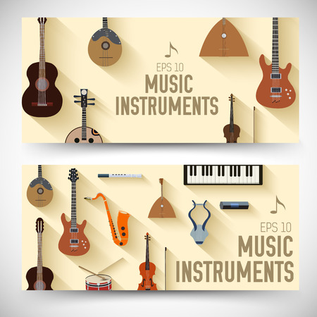 flat music instruments banners concept. Vector illustrator desigのイラスト素材