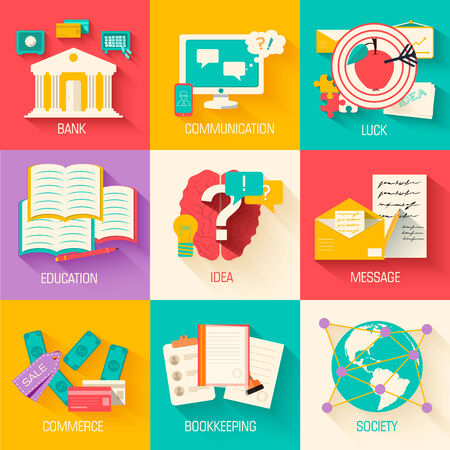 set of social business life illustrations design . Vector backgrのイラスト素材