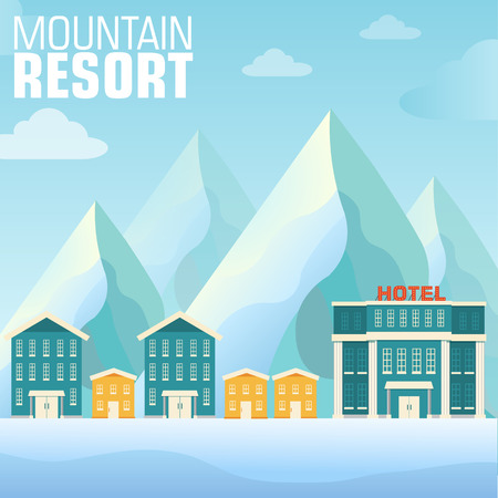 flat resort mountain concept backgrounds. Vector illustration teのイラスト素材