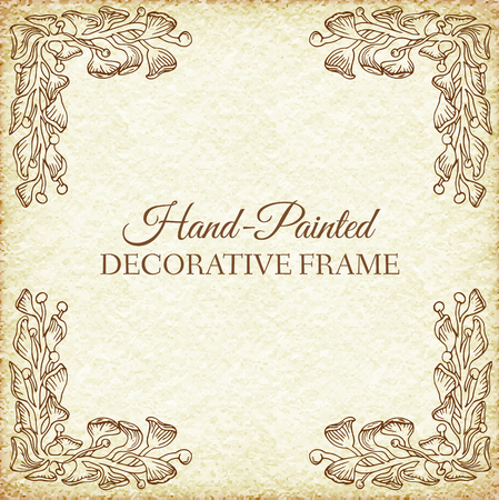 Hand drawn abstract background ornament frame on old paper illusのイラスト素材