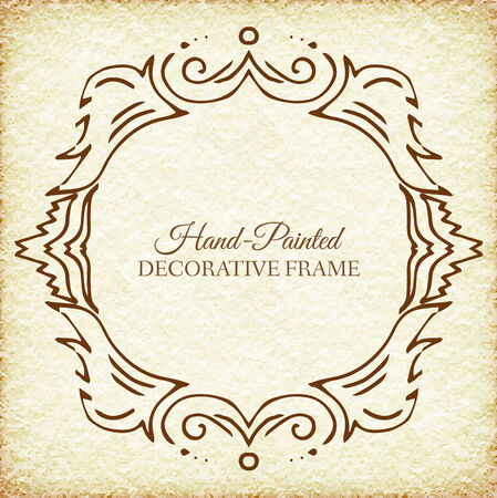 Hand drawn abstract background ornament frame on old paper illusのイラスト素材