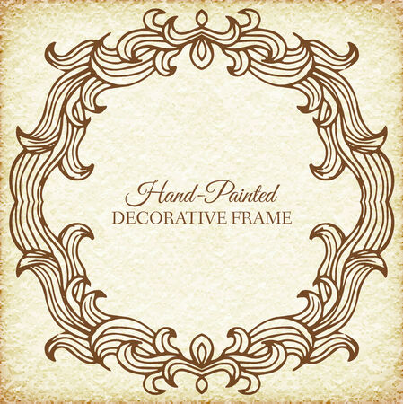 Hand drawn abstract background ornament frame on old paper illusのイラスト素材