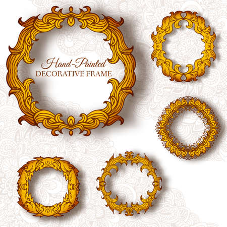 Hand drawn abstract background ornament frame on old paper illusのイラスト素材