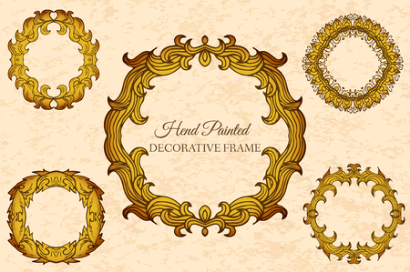 Hand drawn abstract background ornament frame on old paper illusのイラスト素材