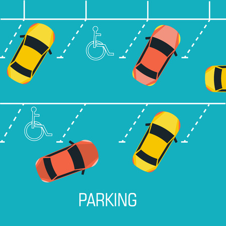 Flat parking a car background concept. Vector illustration desigのイラスト素材