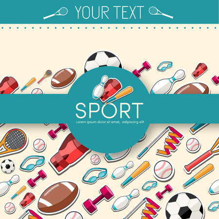 Circular concept of sports equipment sticker background. vectorのイラスト素材