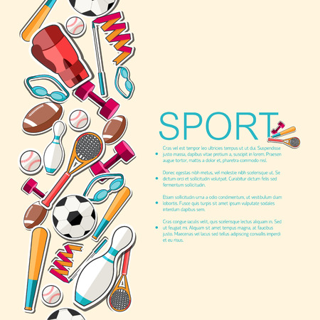 Circular concept of sports equipment sticker background. vectorのイラスト素材