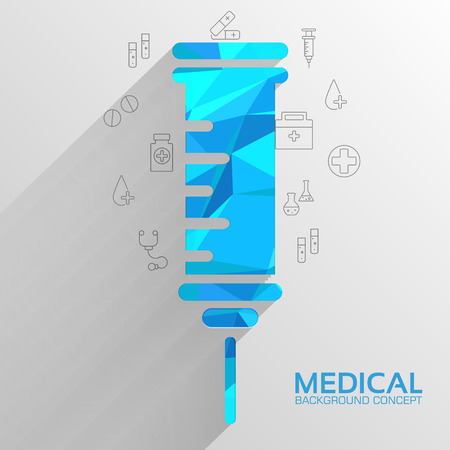 Polygonal medical syringe vector background concept. Illustratioのイラスト素材
