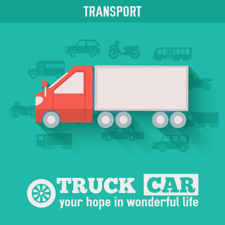 Flat truck car background illustration concept. Tamplate for webのイラスト素材