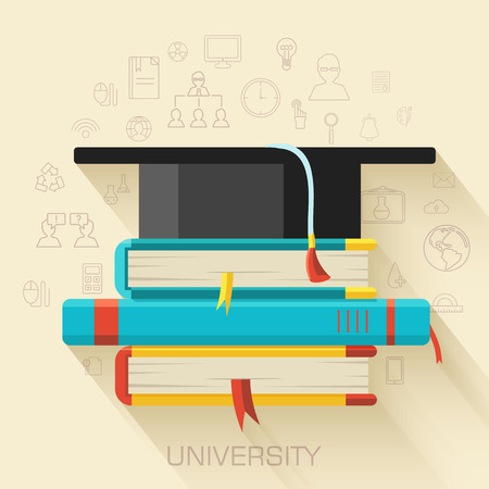 book with square academic cap icon concept design. Vector illustのイラスト素材