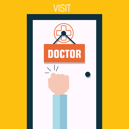Flat medicine concept visit a doctor in hospital background. Vecのイラスト素材