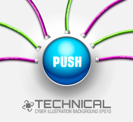 technical button push with wire background. Vector illustrationのイラスト素材