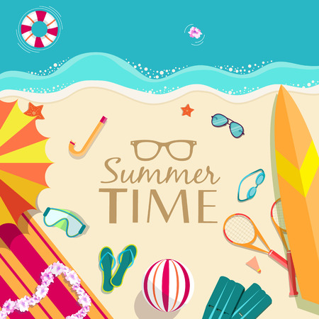 summer vecetion time background vector illustration conceptのイラスト素材