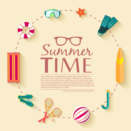 summer vecetion time background vector illustration conceptのイラスト素材