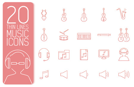 thin line music set icons concept. Vector illustration designのイラスト素材