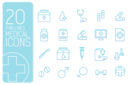 thin line medical set icons concept. Vector illustration designのイラスト素材