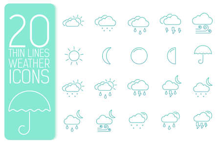 thin line weather set icons concept. Vector illustration designのイラスト素材