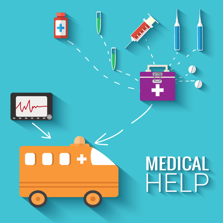 Medicine flat icons set concept. Vector illustrationのイラスト素材