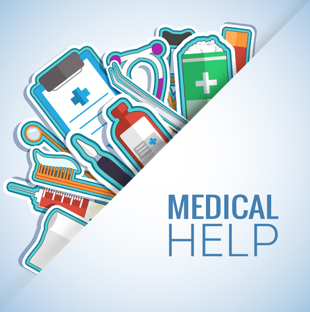 Medicine flat icons set concept. Vector illustrationのイラスト素材