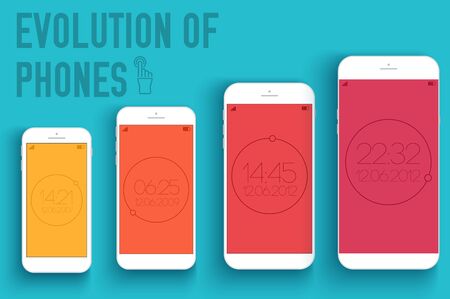mobile electronic devices on flat style concept backgroundのイラスト素材