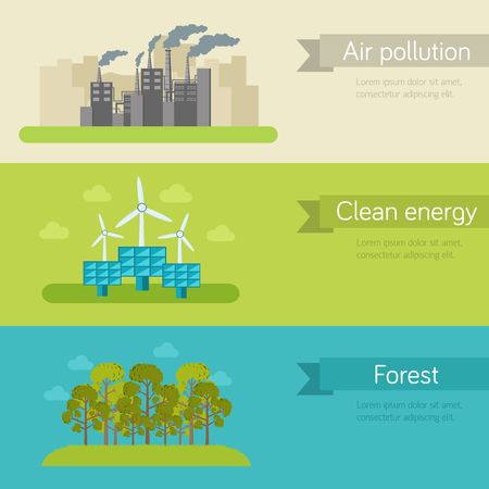 ecological horizontal banners vector illustration conceptのイラスト素材