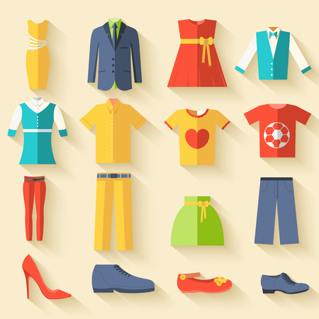 collection style fashion clothing for people icon set backgroundのイラスト素材