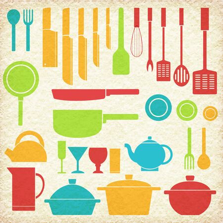 flat kitchen table for cooking in houseのイラスト素材
