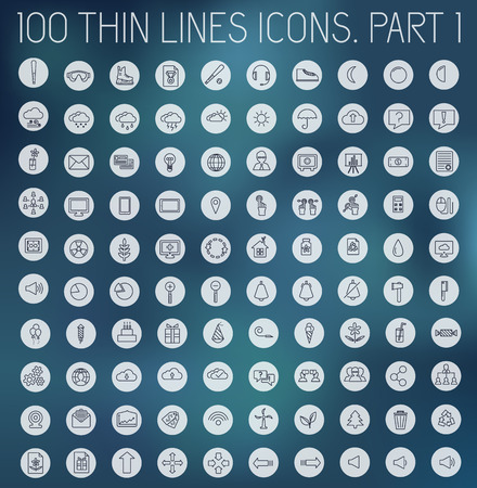 part 1 of collection thin lines pictogram iconのイラスト素材