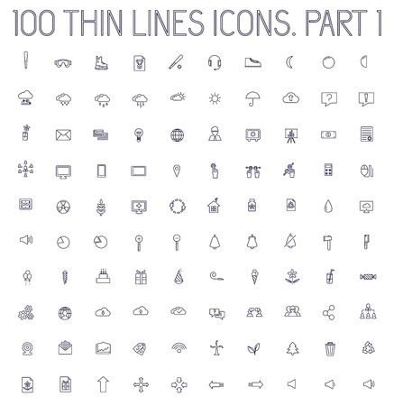 part 1 of collection thin lines pictogram iconのイラスト素材