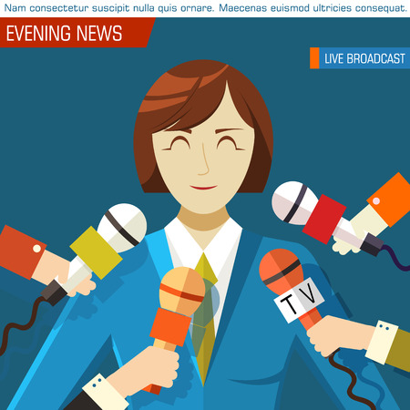 Flat interviewed on television news programs background conceptのイラスト素材