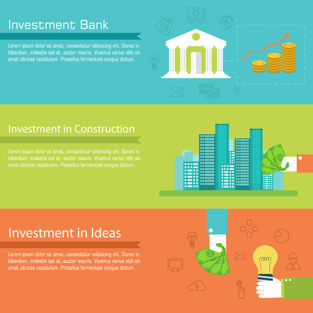 Flat set of social business life horizontal banners flat designのイラスト素材