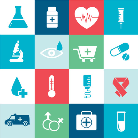 Set flat medical equipment set icons concept backgroundのイラスト素材