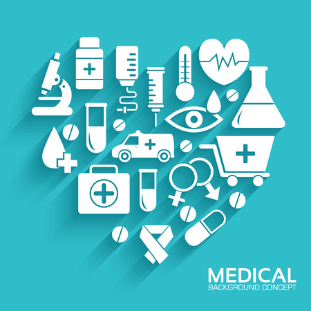medical equipment set in shape heart iconsのイラスト素材