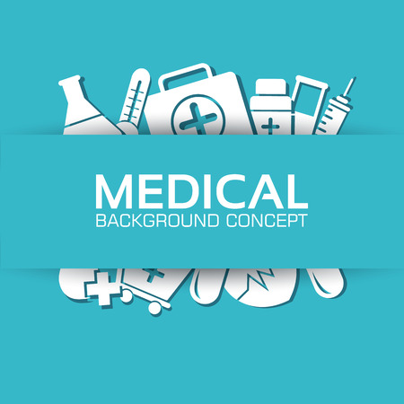 flat medical equipment set icons backgroundのイラスト素材