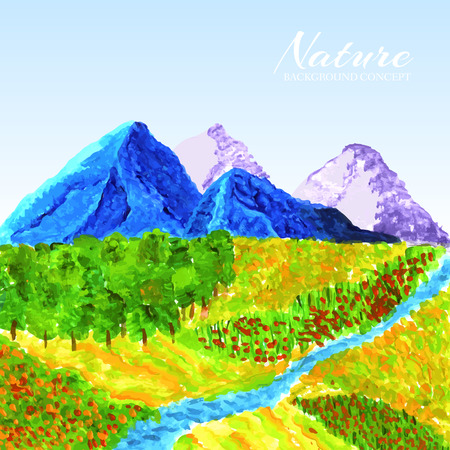 Landscape painted with oil paint background conceptのイラスト素材