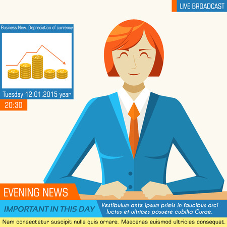 Flat interviewed on television news programs background conceptのイラスト素材