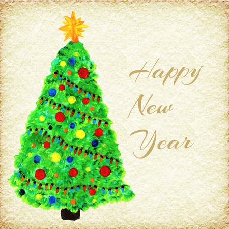 merry christmas tree and happy new year backgroundのイラスト素材